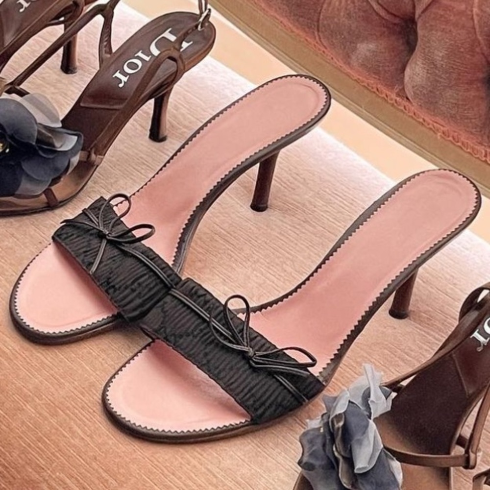 Vintage Gucci interlocked G monogram bow kitten sandal heels (IT 39.5)